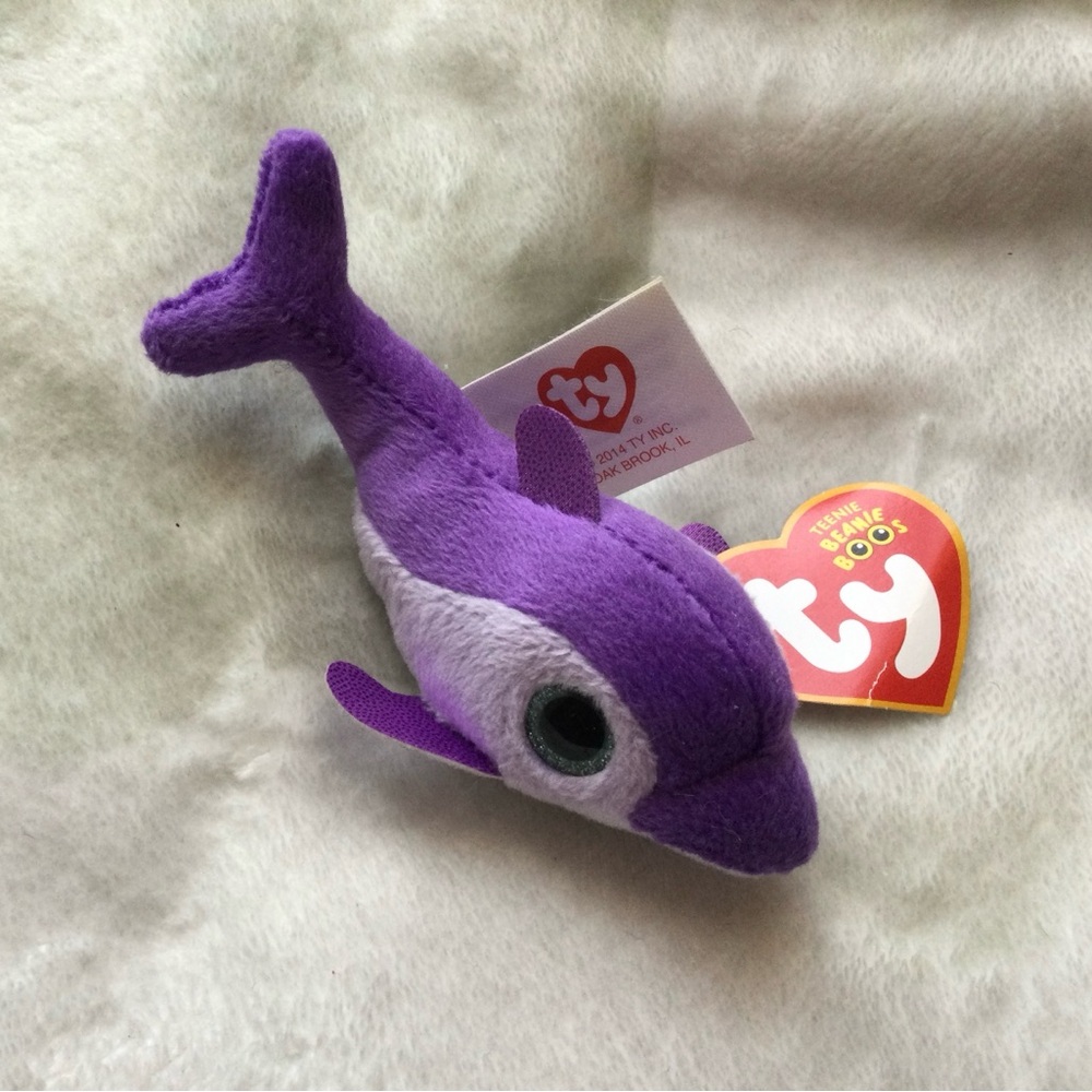 Ty Plush Dolphin in Purple and White